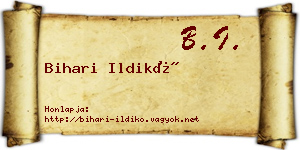 Bihari Ildikó névjegykártya